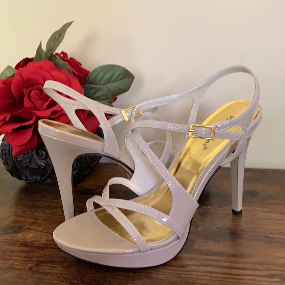 Pierre Dumas Beige Belinda Strappy Heels, 10M